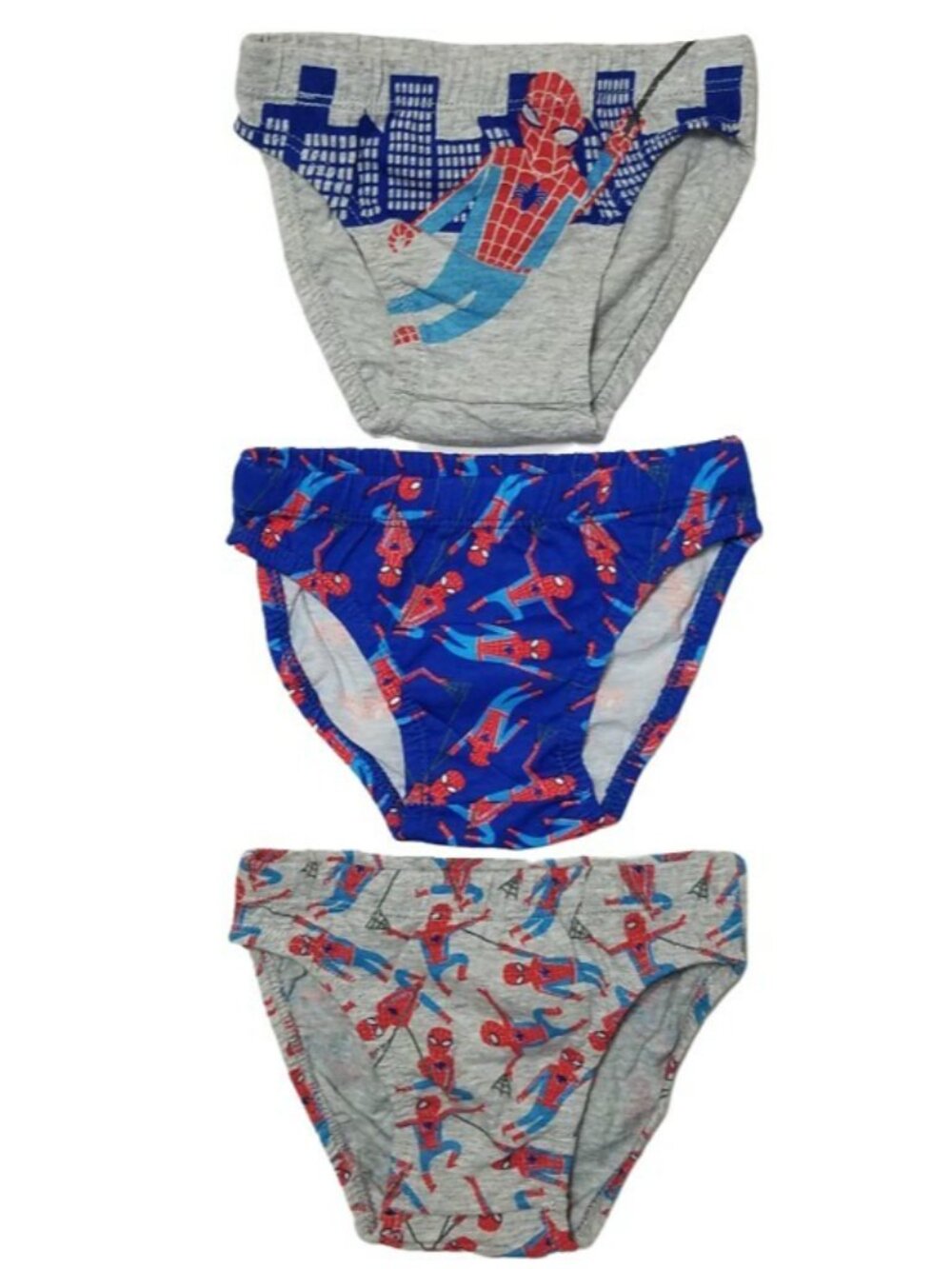 Marvel Spiderman Boys Briefs Underwear Size 2-3T 3 Pack Blue Grey Cotton NEW